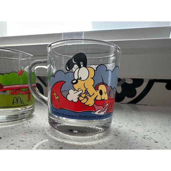 Vintage Set of 3 1978 McDonalds Garfield Odie Glass Coffee Mugs Cups Jim Davis - Picture 2 of 7